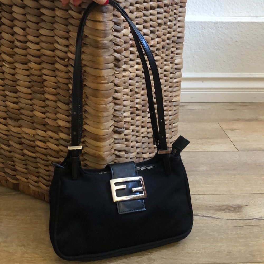 Fendi mini shoulder black bag.